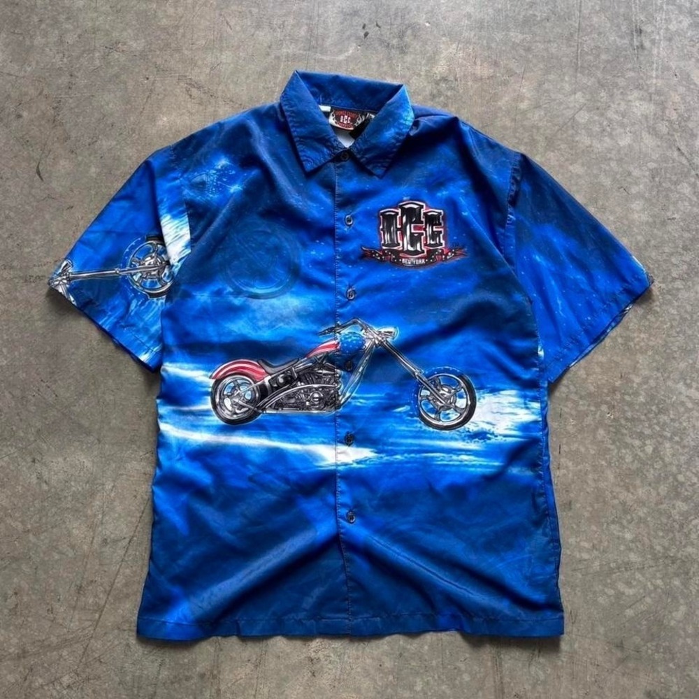 Vintage OCC Orange County Choppers Button Up JNCO Style Shirt Size Large